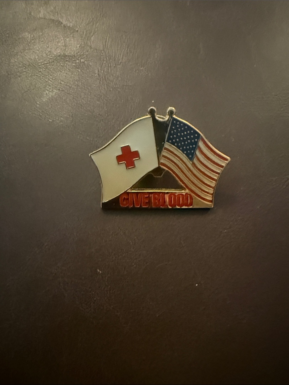 Give Blood Red Cross & American Flag Enamel Pin